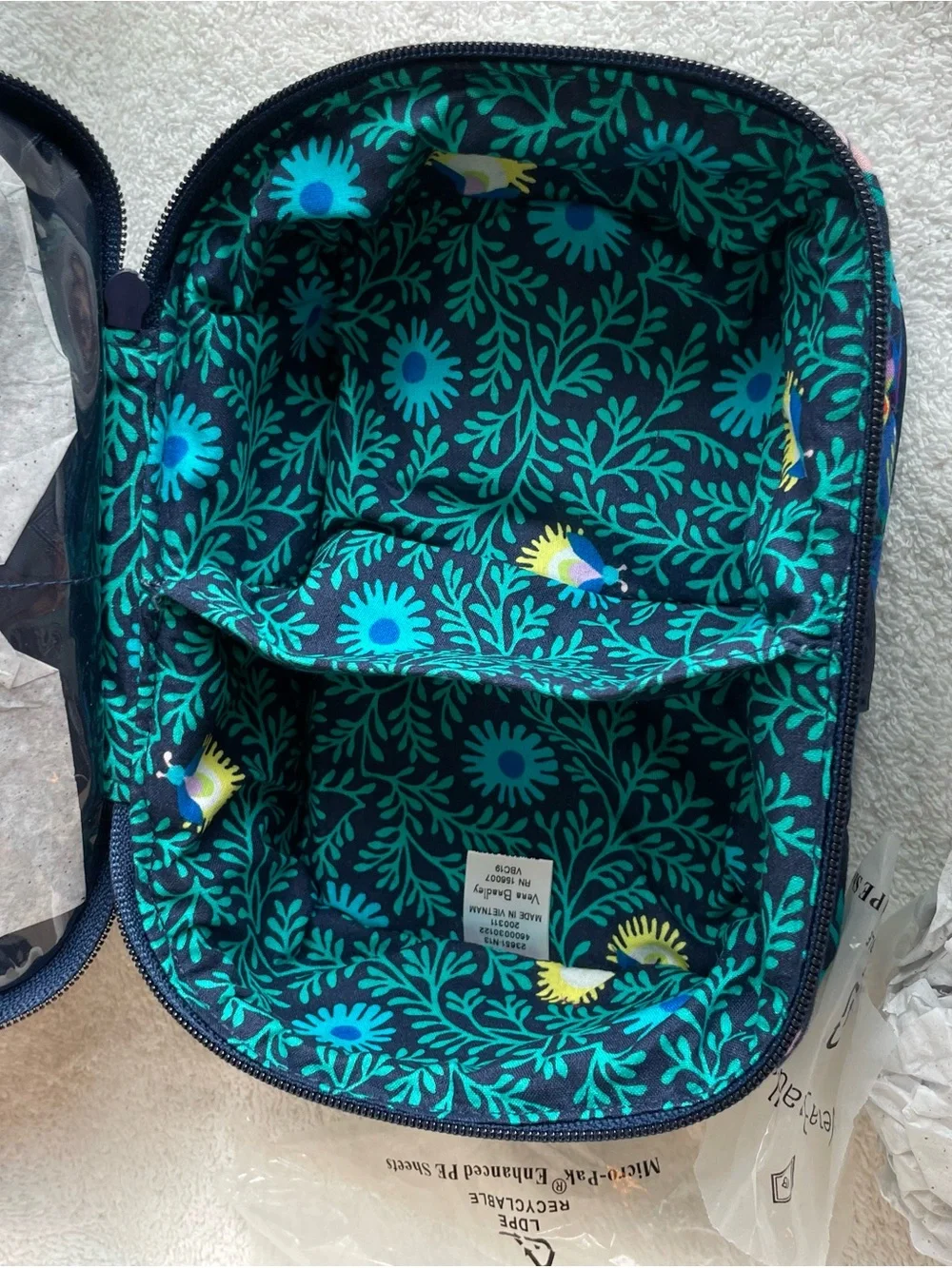 Vera Bradley Iconic Jewelry/Makeup Case Travel Organizer Navy Blue Floral